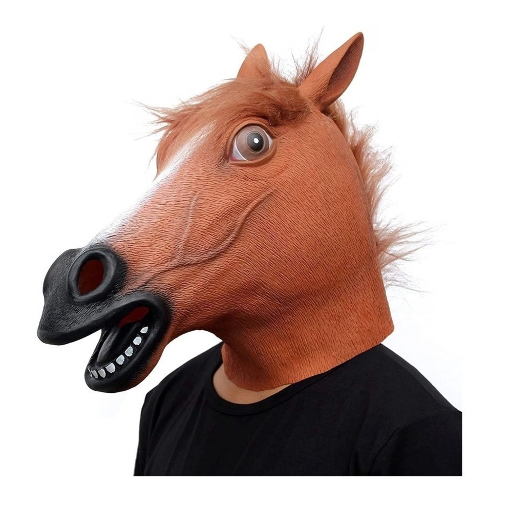 Creepy Party Horse Mask Full Head Costume Halloween Comedy Theatre Play